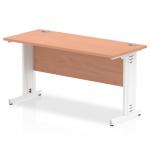 Impulse 1400 x 600mm Straight Office Desk Beech Top White Cable Managed Leg MI001765