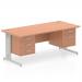 Impulse 1600 Rectangle Silver Cable Managed Leg Desk Beech 1 x 2 Drawer 1 x 3 Drawer Fixed Ped MI001802