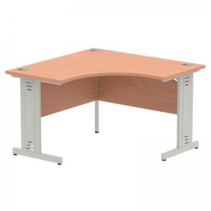 Impulse 1200mm Corner Office Desk Beech Top Silver Cable Managed Leg
