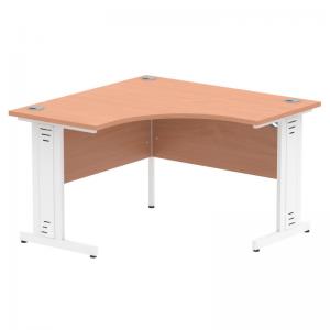 Impulse 1200mm Corner Office Desk Beech Top White Cable Managed Leg