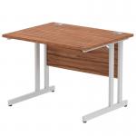 Impulse 1000 x 800mm Straight Office Desk Walnut Top Silver Cantilever Leg MI001899