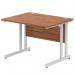 Impulse 1000 x 800mm Straight Office Desk Walnut Top Silver Cantilever Leg MI001899