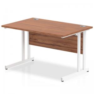 Impulse 1200 x 800mm Straight Office Desk Walnut Top White Cantilever