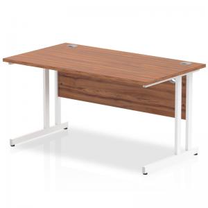 Impulse 1400 x 800mm Straight Office Desk Walnut Top White Cantilever