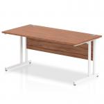 Impulse 1600 x 800mm Straight Office Desk Walnut Top White Cantilever Leg MI001907