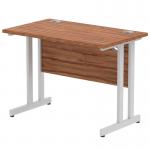 Impulse 1000 x 600mm Straight Office Desk Walnut Top Silver Cantilever Leg MI001909