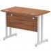 Impulse 1000 x 600mm Straight Office Desk Walnut Top Silver Cantilever Leg MI001909