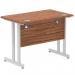 Impulse 1000 x 600mm Straight Office Desk Walnut Top Silver Cantilever Leg MI001909