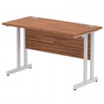 Impulse 1200 x 600mm Straight Office Desk Walnut Top Silver Cantilever Leg MI001910