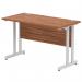 Impulse 1200 x 600mm Straight Office Desk Walnut Top Silver Cantilever Leg MI001910