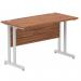 Impulse 1200 x 600mm Straight Office Desk Walnut Top Silver Cantilever Leg MI001910