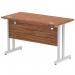 Impulse 1200 x 600mm Straight Office Desk Walnut Top Silver Cantilever Leg MI001910