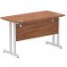 Impulse 1200 x 600mm Straight Office Desk Walnut Top Silver Cantilever Leg MI001910