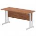 Impulse 1400 x 600mm Straight Office Desk Walnut Top Silver Cantilever Leg MI001911