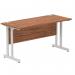 Impulse 1400 x 600mm Straight Office Desk Walnut Top Silver Cantilever Leg MI001911