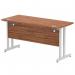 Impulse 1400 x 600mm Straight Office Desk Walnut Top Silver Cantilever Leg MI001911