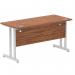 Impulse 1400 x 600mm Straight Office Desk Walnut Top Silver Cantilever Leg MI001911