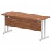 Impulse 1600 x 600mm Straight Office Desk Walnut Top Silver Cantilever Leg MI001912