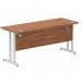 Impulse 1600 x 600mm Straight Office Desk Walnut Top Silver Cantilever Leg MI001912