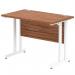 Impulse 1000 x 600mm Straight Office Desk Walnut Top White Cantilever Leg MI001914