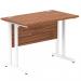 Impulse 1000 x 600mm Straight Office Desk Walnut Top White Cantilever Leg MI001914