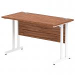 Impulse 1200 x 600mm Straight Office Desk Walnut Top White Cantilever Leg MI001915