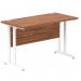 Impulse 1200 x 600mm Straight Office Desk Walnut Top White Cantilever Leg MI001915