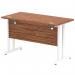 Impulse 1200 x 600mm Straight Office Desk Walnut Top White Cantilever Leg MI001915