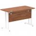 Impulse 1200 x 600mm Straight Office Desk Walnut Top White Cantilever Leg MI001915