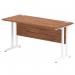 Impulse 1400 x 600mm Straight Office Desk Walnut Top White Cantilever Leg MI001916