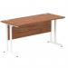 Impulse 1400 x 600mm Straight Office Desk Walnut Top White Cantilever Leg MI001916