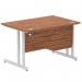 Impulse 1200 x 800mm Straight Office Desk Walnut Top Silver Cantilever Leg Workstation 1 x 2 Drawer Fixed Pedestal MI001919