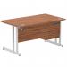 Impulse 1400 x 800mm Straight Office Desk Walnut Top Silver Cantilever Leg Workstation 1 x 2 Drawer Fixed Pedestal MI001920