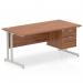 Impulse 1600 x 800mm Straight Office Desk Walnut Top Silver Cantilever Leg Workstation 1 x 2 Drawer Fixed Pedestal MI001921