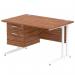 Impulse 1200 x 800mm Straight Office Desk Walnut Top White Cantilever Leg Workstation 1 x 2 Drawer Fixed Pedestal MI001923