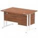 Impulse 1200 x 800mm Straight Office Desk Walnut Top White Cantilever Leg Workstation 1 x 2 Drawer Fixed Pedestal MI001923