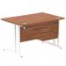 Impulse 1200 x 800mm Straight Office Desk Walnut Top White Cantilever Leg Workstation 1 x 2 Drawer Fixed Pedestal MI001923