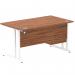 Impulse 1400 x 800mm Straight Office Desk Walnut Top White Cantilever Leg Workstation 1 x 2 Drawer Fixed Pedestal MI001924