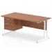 Impulse 1600 x 800mm Straight Office Desk Walnut Top White Cantilever Leg Workstation 1 x 2 Drawer Fixed Pedestal MI001925