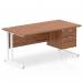 Impulse 1600 x 800mm Straight Office Desk Walnut Top White Cantilever Leg Workstation 1 x 2 Drawer Fixed Pedestal MI001925