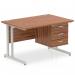 Impulse 1200 x 800mm Straight Office Desk Walnut Top Silver Cantilever Leg Workstation 1 x 3 Drawer Fixed Pedestal MI001927