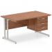 Impulse 1400 x 800mm Straight Office Desk Walnut Top Silver Cantilever Leg Workstation 1 x 3 Drawer Fixed Pedestal MI001928