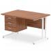 Impulse 1200 x 800mm Straight Office Desk Walnut Top White Cantilever Leg Workstation 1 x 3 Drawer Fixed Pedestal MI001931