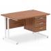 Impulse 1200 x 800mm Straight Office Desk Walnut Top White Cantilever Leg Workstation 1 x 3 Drawer Fixed Pedestal MI001931