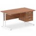 Impulse 1400 x 800mm Straight Office Desk Walnut Top White Cantilever Leg Workstation 1 x 3 Drawer Fixed Pedestal MI001932