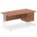 Impulse 1600 x 800mm Straight Office Desk Walnut Top White Cantilever Leg Workstation 1 x 3 Drawer Fixed Pedestal MI001933