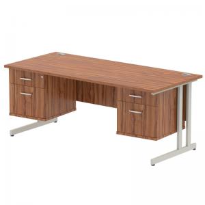 Impulse 1800 x 800mm Straight Office Desk Walnut Top Silver Cantilever