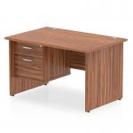 Impulse 1200 x 800mm Straight Office Desk Walnut Top Panel End Leg Workstation 1 x 2 Drawer Fixed Pedestal MI001969