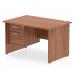 Impulse 1200 x 800mm Straight Office Desk Walnut Top Panel End Leg Workstation 1 x 2 Drawer Fixed Pedestal MI001969