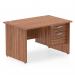 Impulse 1200 x 800mm Straight Office Desk Walnut Top Panel End Leg Workstation 1 x 2 Drawer Fixed Pedestal MI001969